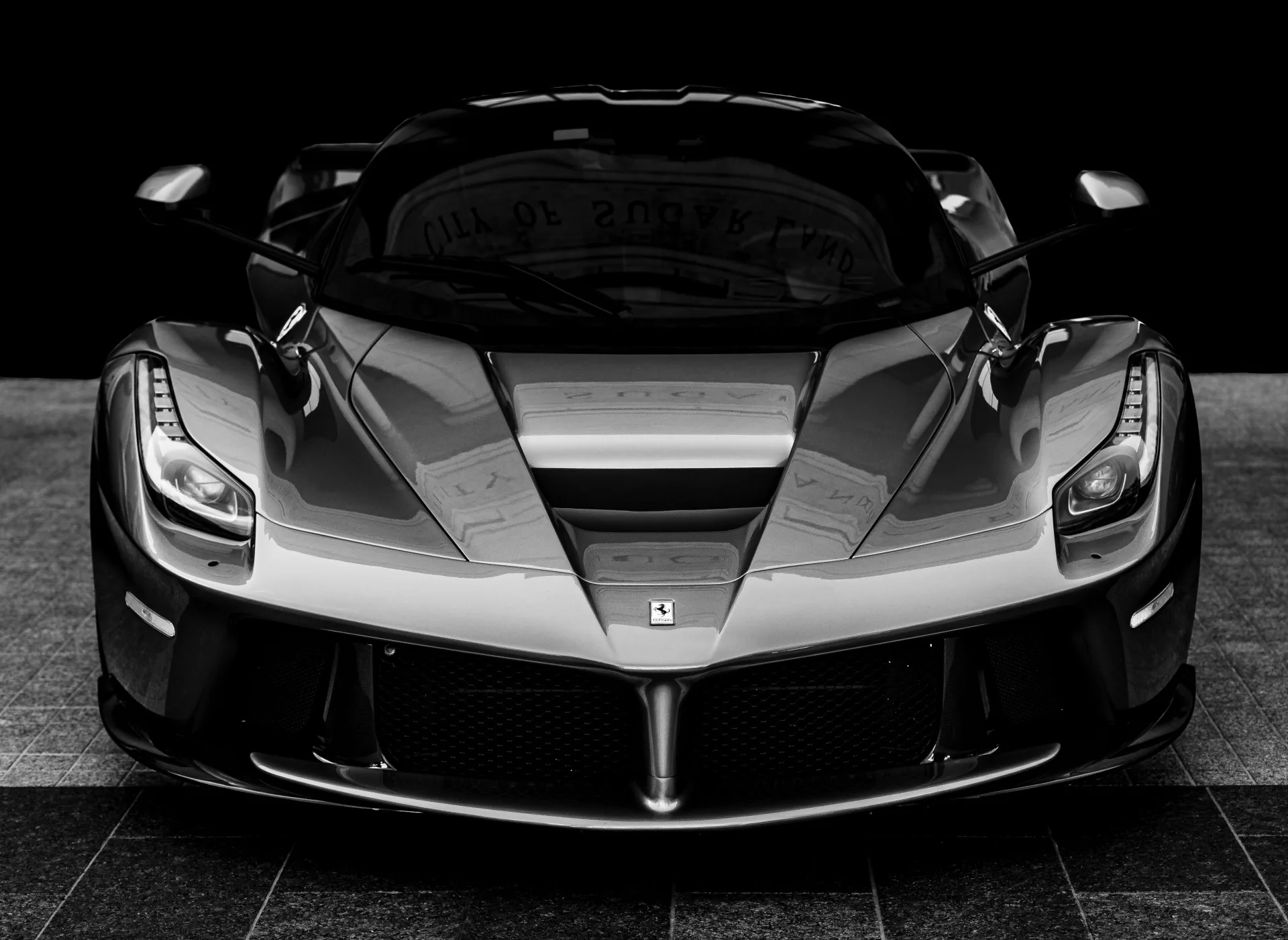 Front view of a luxury supercar